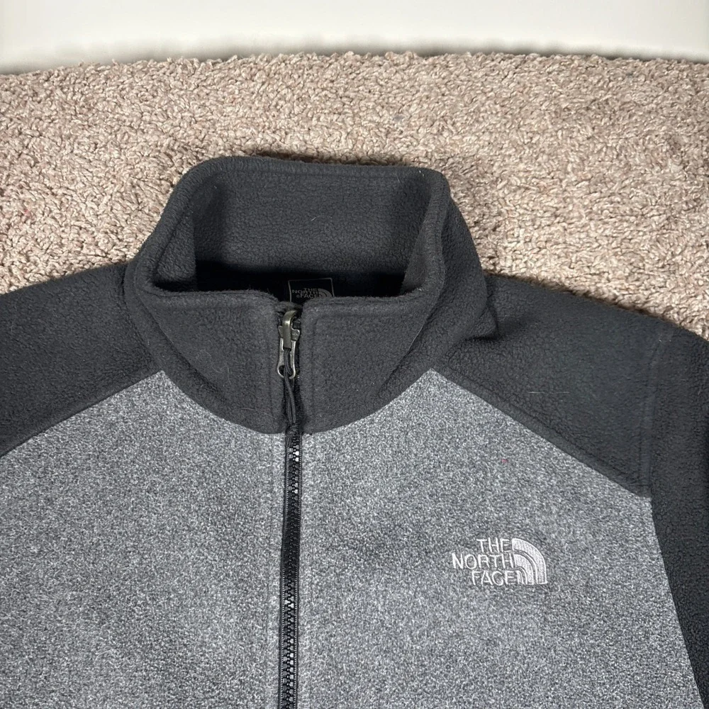 Mens The North Face FlashDry Full Zip‎ Fleece Jacket Gray Black S